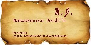 Matuskovics Jolán névjegykártya